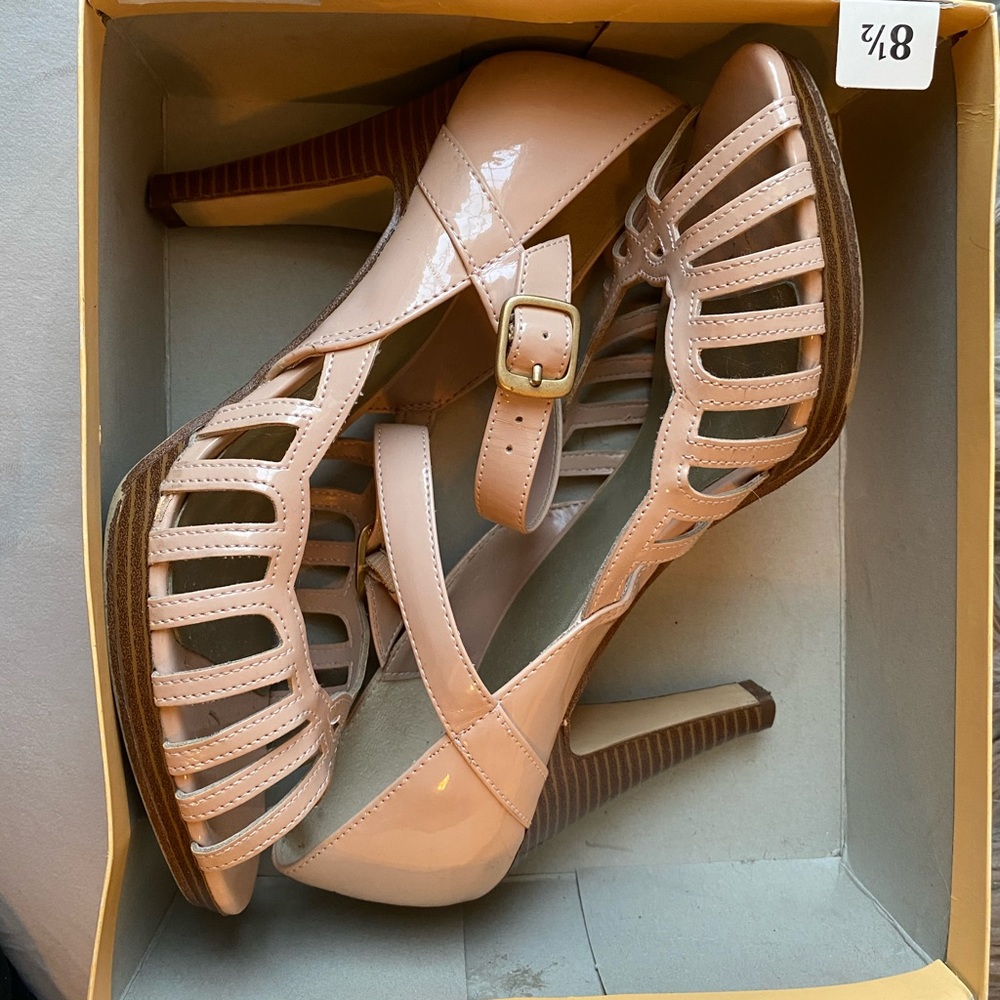 Pale Pink Open Toe Heels - Picture 2 of 6